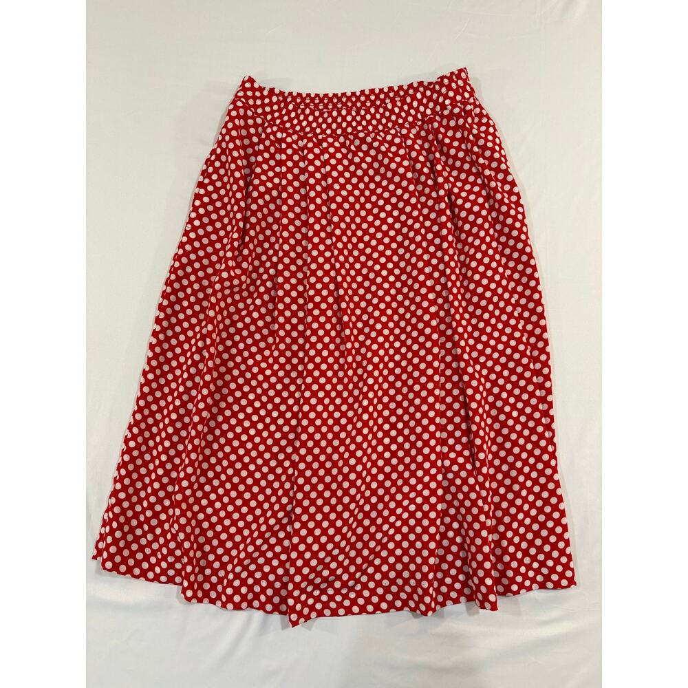 VTG Evan Picone Red & White Polka Dot Minnie Mouse A-Line Midi Skirt Size 6
